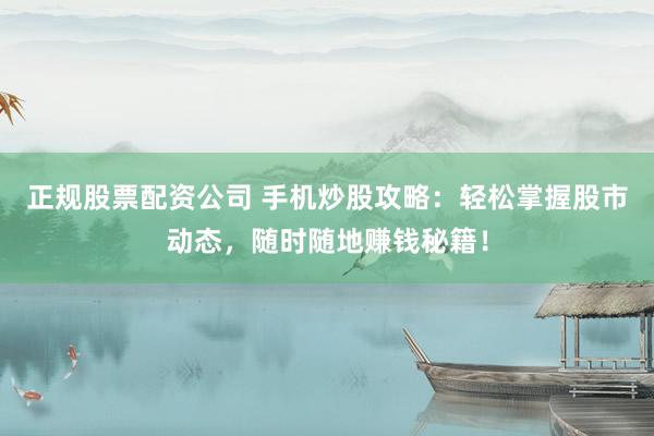 正规股票配资公司 手机炒股攻略：轻松掌握股市动态，随时随地赚钱秘籍！