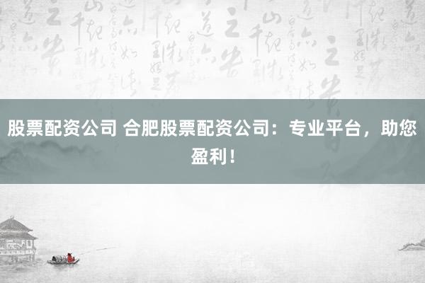 股票配资公司 合肥股票配资公司：专业平台，助您盈利！
