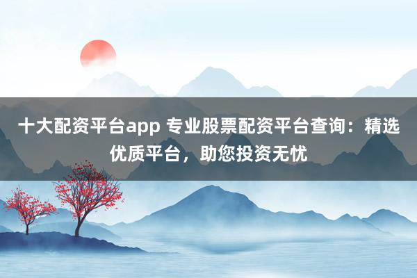 十大配资平台app 专业股票配资平台查询：精选优质平台，助您投资无忧