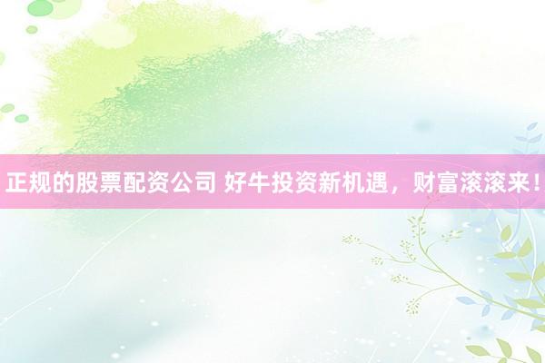正规的股票配资公司 好牛投资新机遇，财富滚滚来！