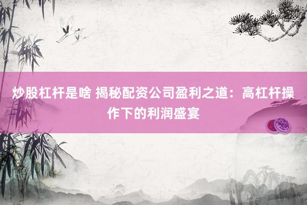 炒股杠杆是啥 揭秘配资公司盈利之道：高杠杆操作下的利润盛宴