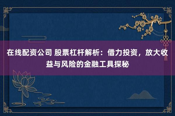 在线配资公司 股票杠杆解析：借力投资，放大收益与风险的金融工具探秘
