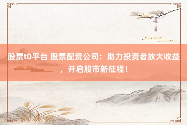 股票t0平台 股票配资公司：助力投资者放大收益，开启股市新征程！