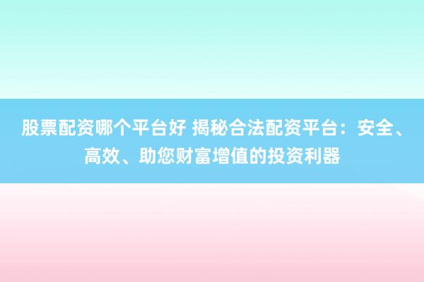 股票配资哪个平台好 揭秘合法配资平台：安全、高效、助您财富增值的投资利器