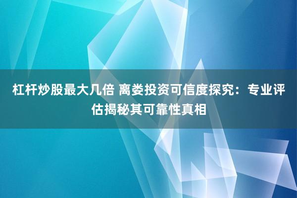 杠杆炒股最大几倍 离娄投资可信度探究：专业评估揭秘其可靠性真相