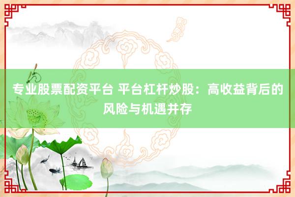 专业股票配资平台 平台杠杆炒股:高收益背后的风险与机遇并存