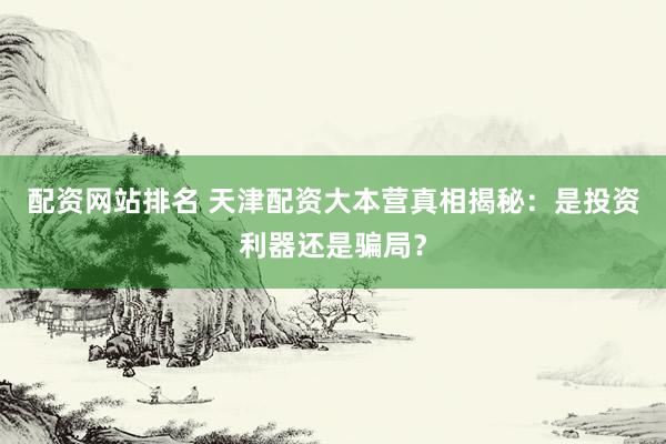 配资网站排名 天津配资大本营真相揭秘:是投资利器还是骗局?