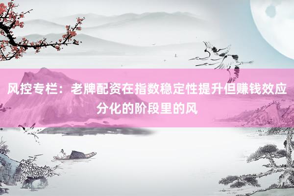 风控专栏：老牌配资在指数稳定性提升但赚钱效应分化的阶段里的风