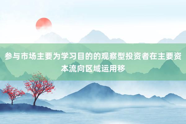 参与市场主要为学习目的的观察型投资者在主要资本流向区域运用移