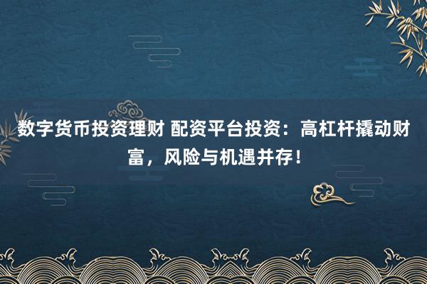 数字货币投资理财 配资平台投资:高杠杆撬动财富,风险与机遇并存!